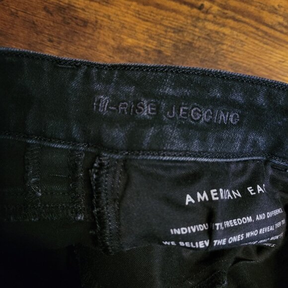 American Eagle Jeans 2 R Dream Jegging Hi Rise Tummy Control Slimming Black Wash - Picture 6 of 13